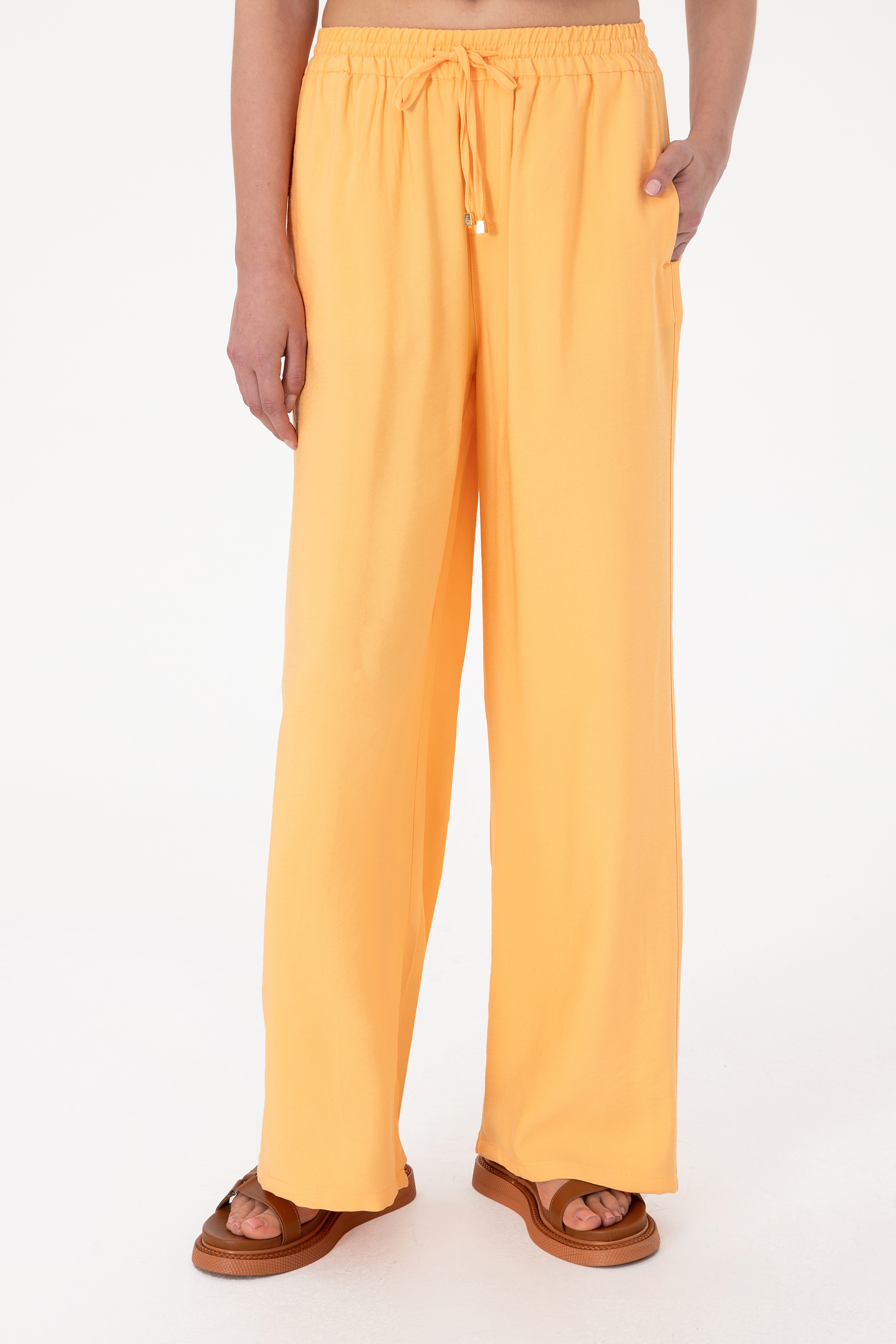 Kadın Turuncu Loose Relax Fit Kanvas Pantolon - Image 2