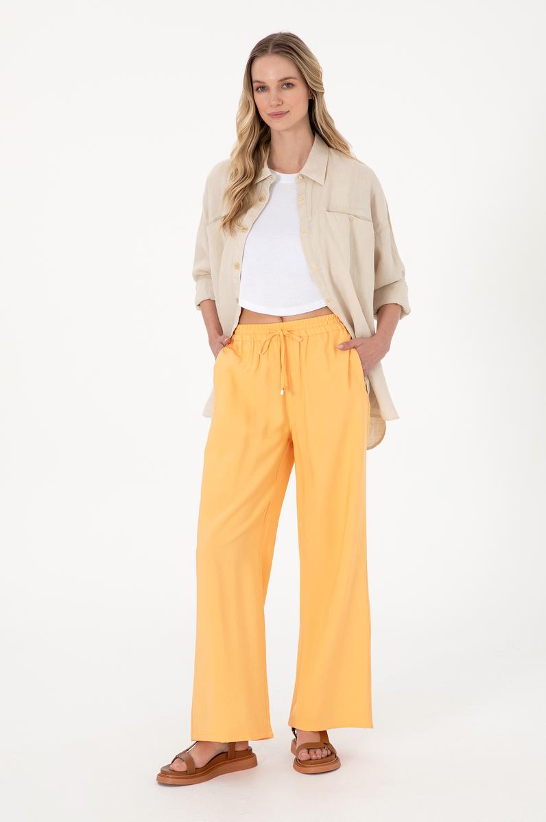 Kadın Turuncu Loose Relax Fit Kanvas Pantolon