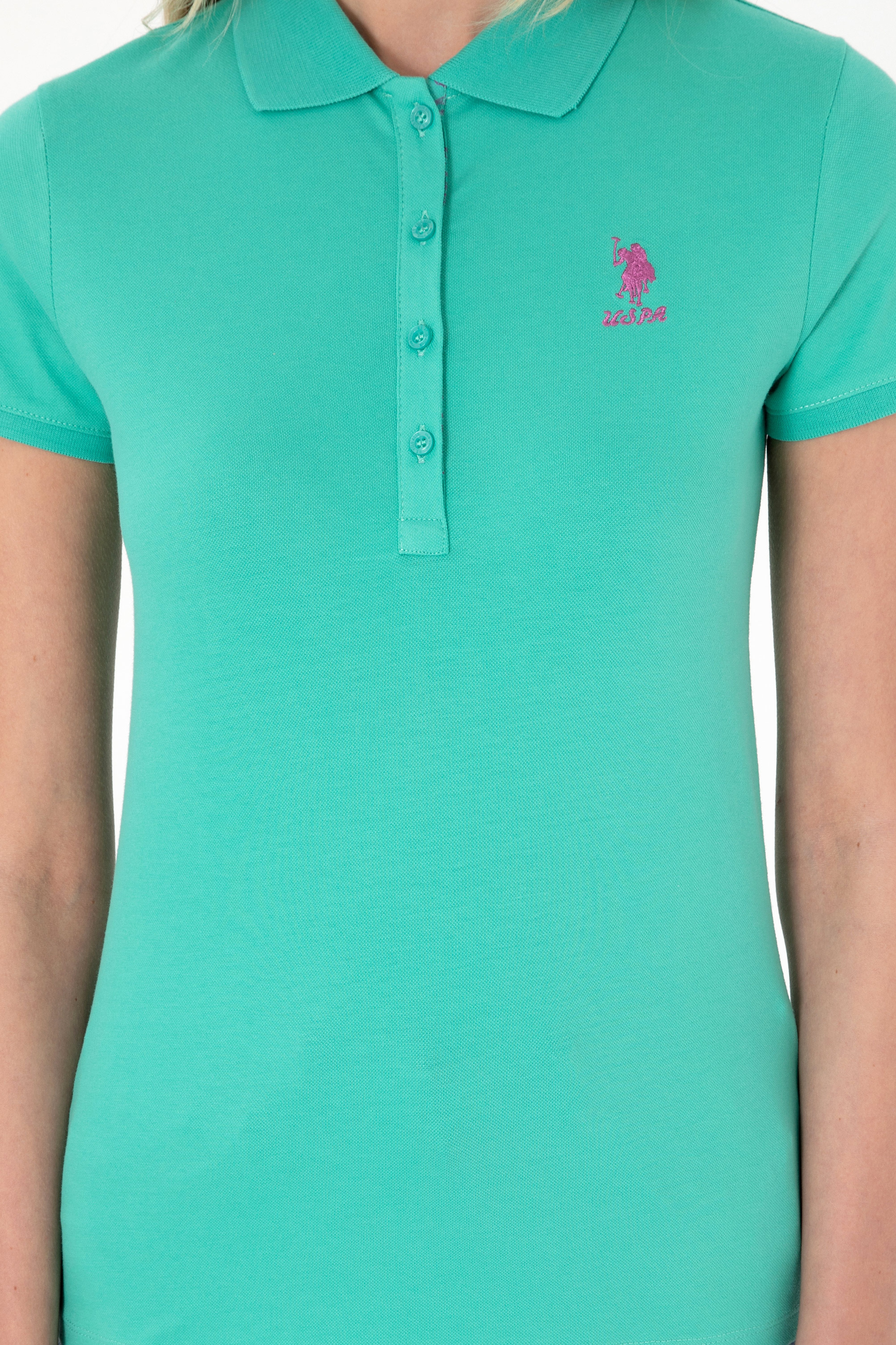 Kadın Mint Basic Polo Yaka Tişört