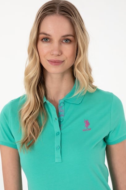 Kadın Mint Basic Polo Yaka Tişört