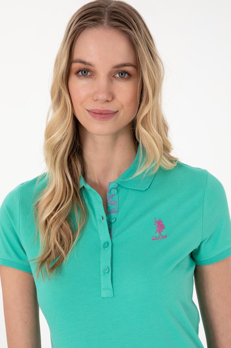 Kadın Mint Basic Polo Yaka Tişört