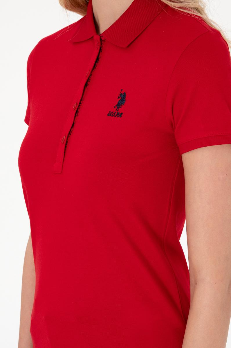 Kadın Kırmızı Basic Polo Yaka Tişört