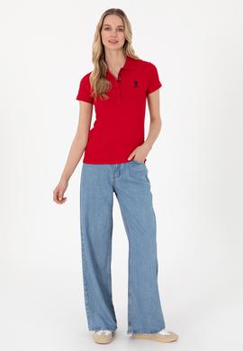 Kadın Kırmızı Basic Polo Yaka Tişört - 50307689001