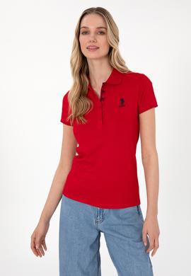 Kadın Kırmızı Basic Polo Yaka Tişört - 50307689001