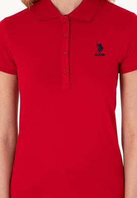 Kadın Kırmızı Basic Polo Yaka Tişört - 50307689001