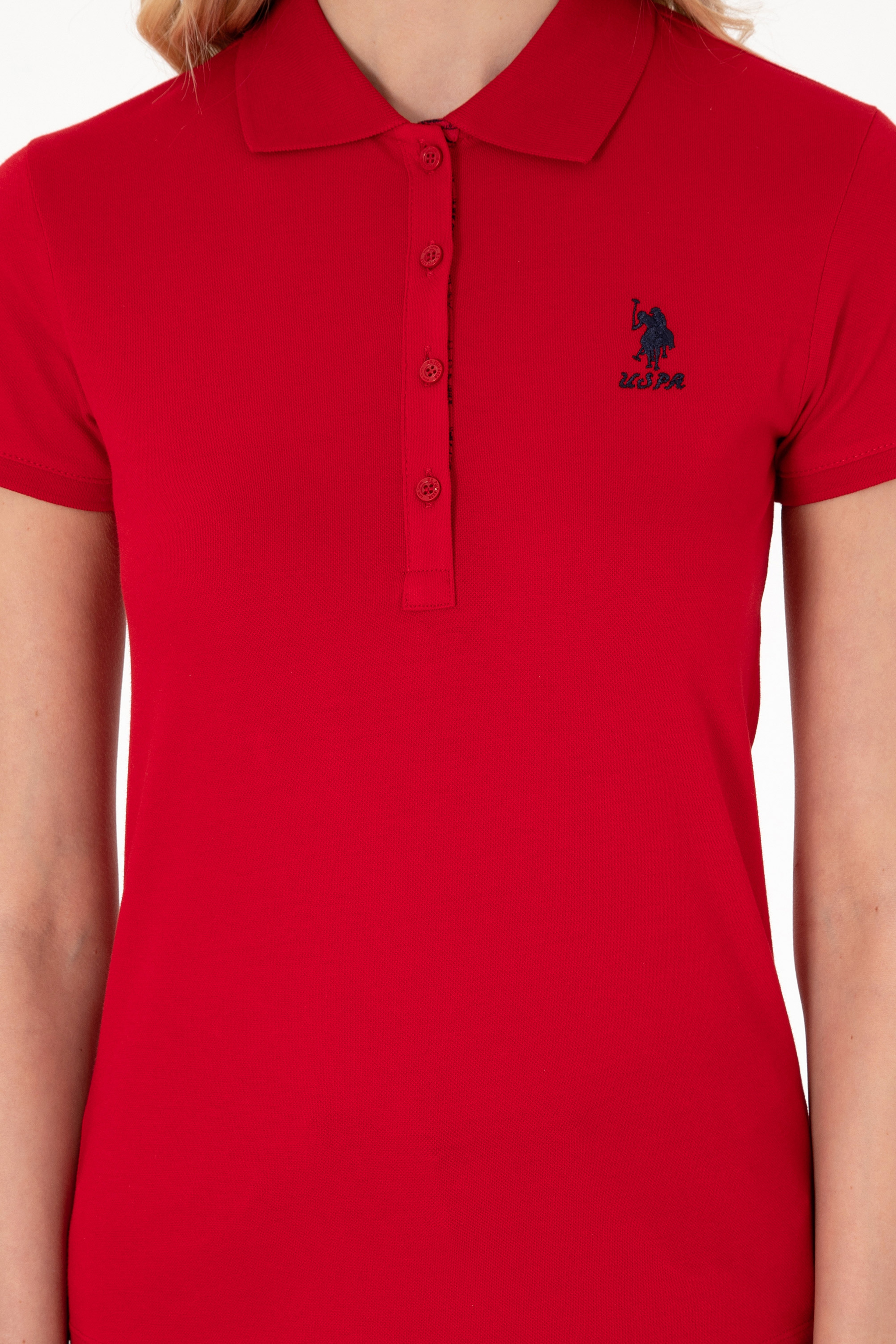 Kadın Kırmızı Basic Polo Yaka Tişört