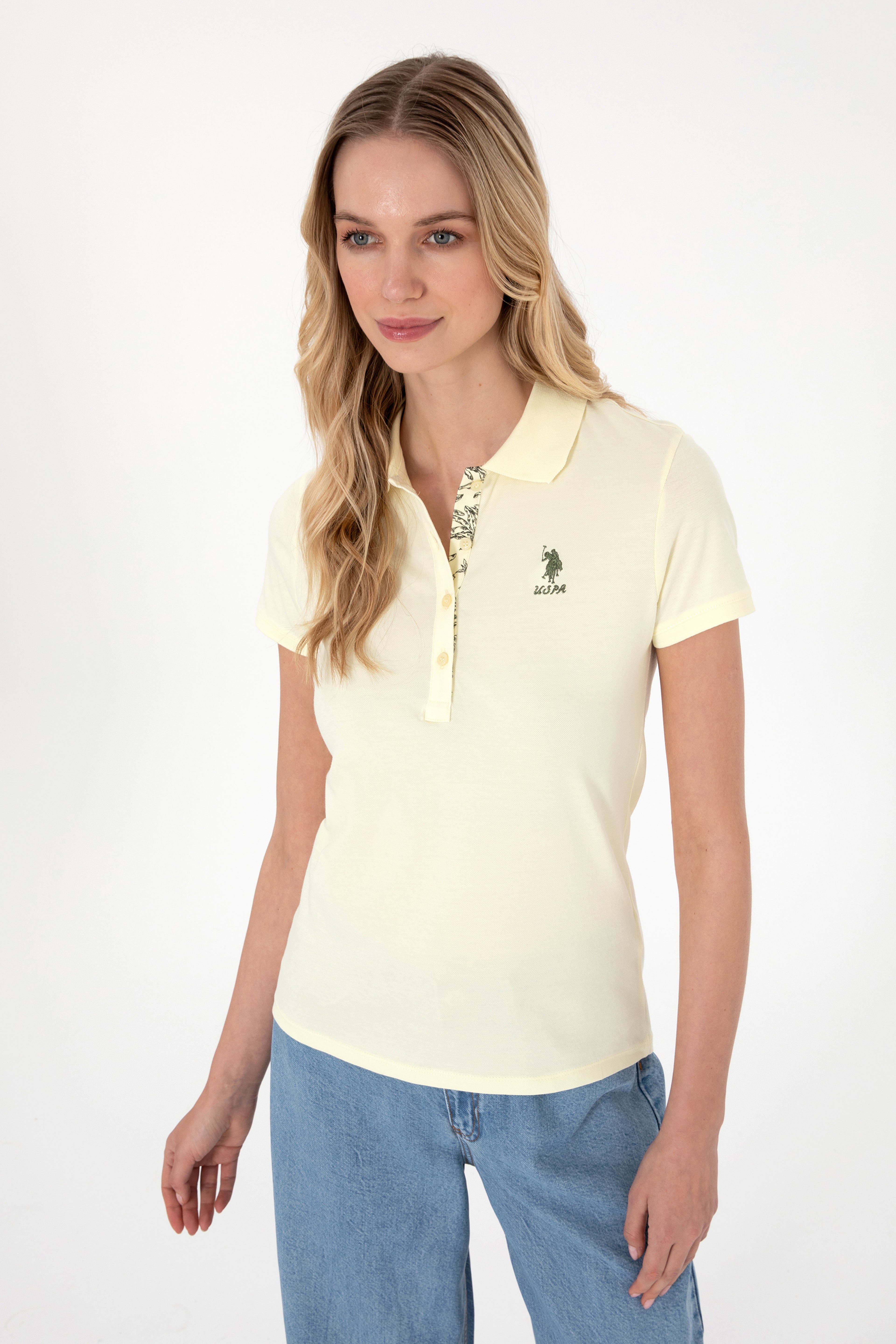 Kadın Limon Basic Polo Yaka Tişört - Image 1