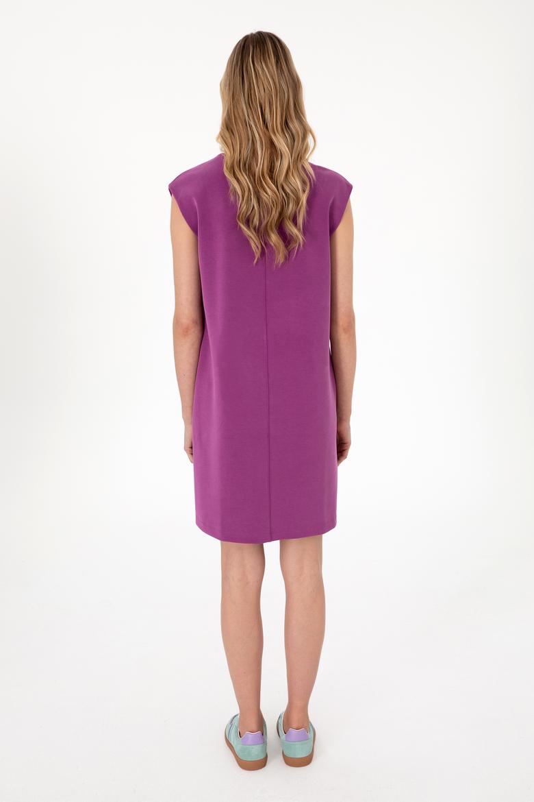 Kadın Menekşe Modal Karışımlı V Yaka Mini Boy Örme Elbise - 50300760012