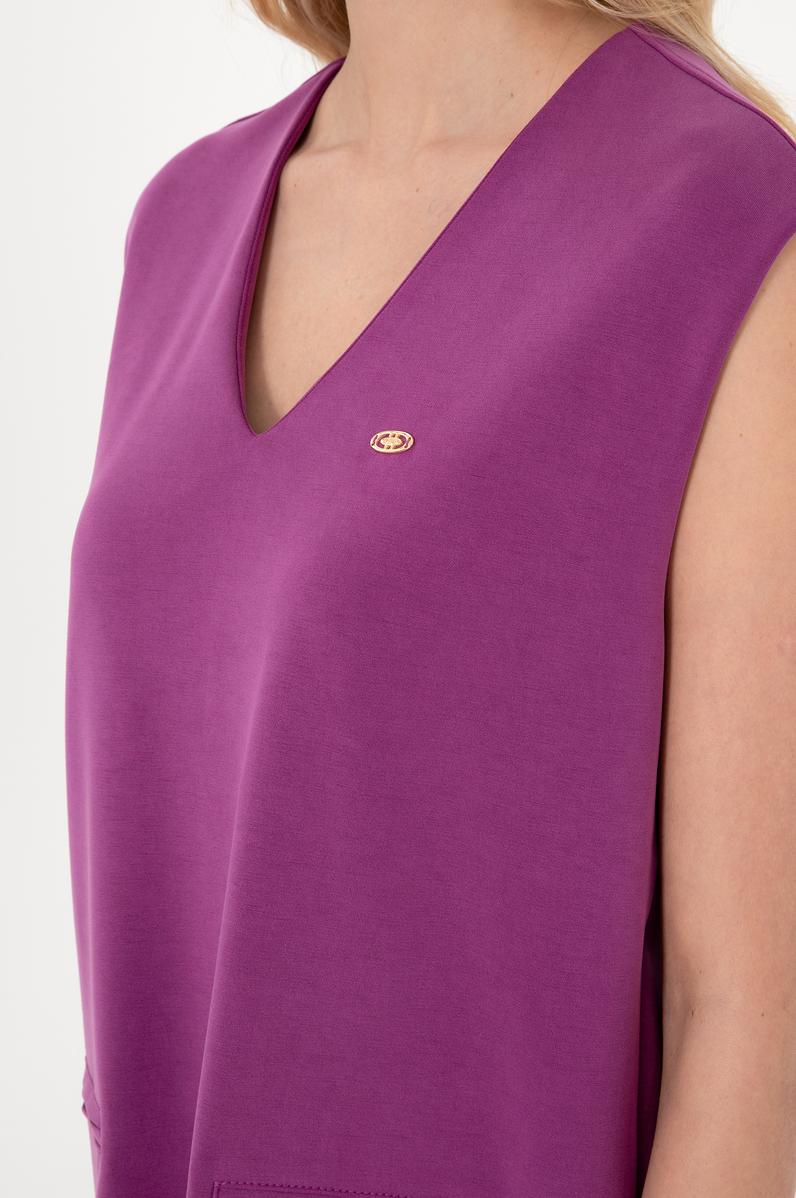 Kadın Menekşe Modal Karışımlı V Yaka Mini Boy Örme Elbise