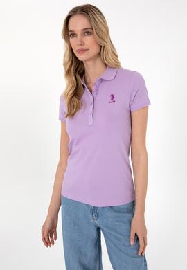 Kadın Lila Basic Polo Yaka Tişört - 50307689009