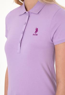 Kadın Lila Basic Polo Yaka Tişört - 50307689009