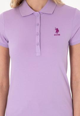 Kadın Lila Basic Polo Yaka Tişört - 50307689009