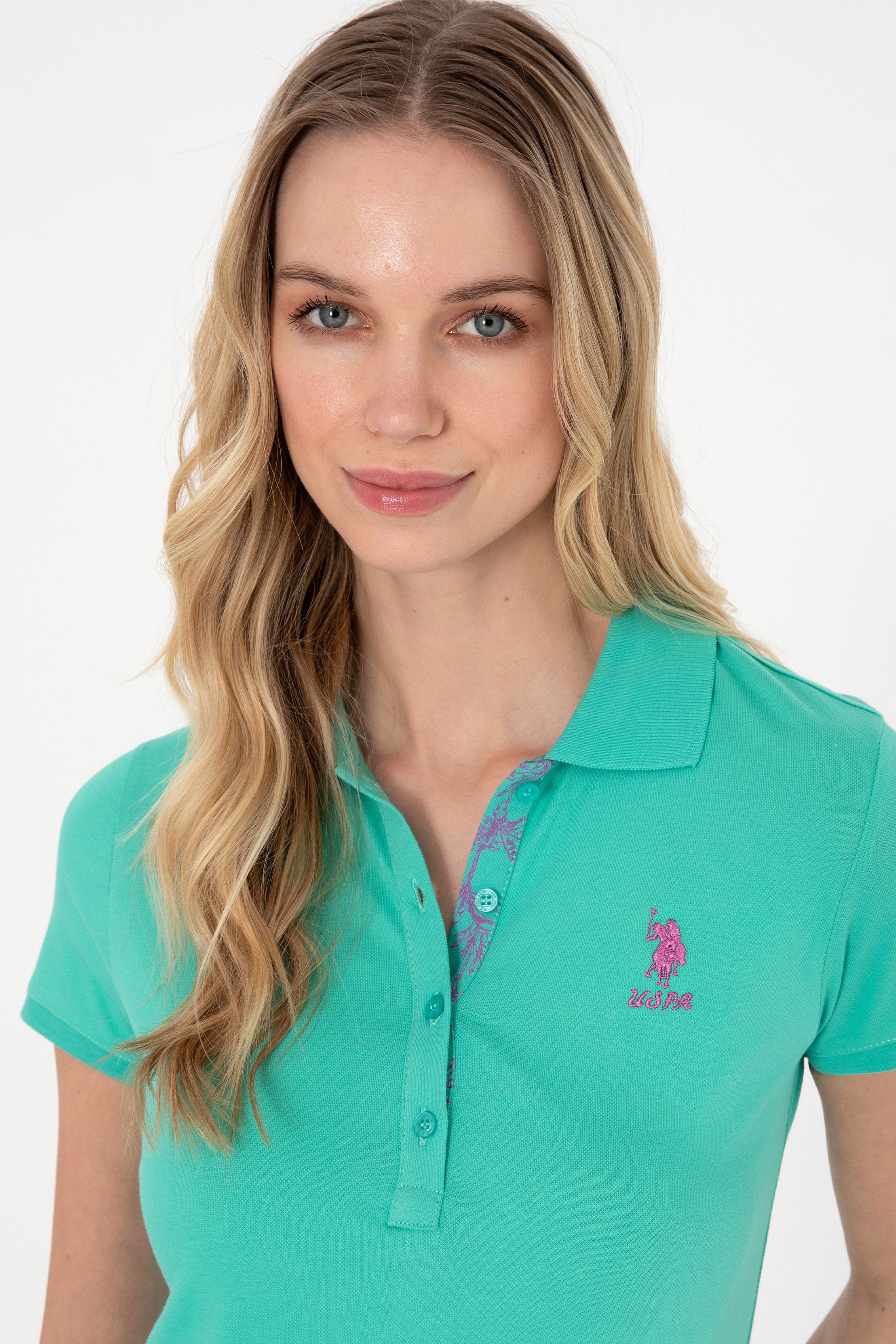 Kadın Mint Basic Polo Yaka Tişört