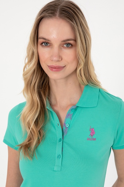 Kadın Mint Basic Polo Yaka Tişört