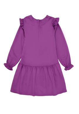 Kız Çocuk Menekşe Kalp İşlemeli Omuz Detaylı Dokuma Elbise - 50297433006