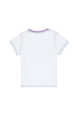 Kız Çocuk Beyaz Bisiklet Yaka Pamuk Çiçek Baskılı Tişört - 50306170010