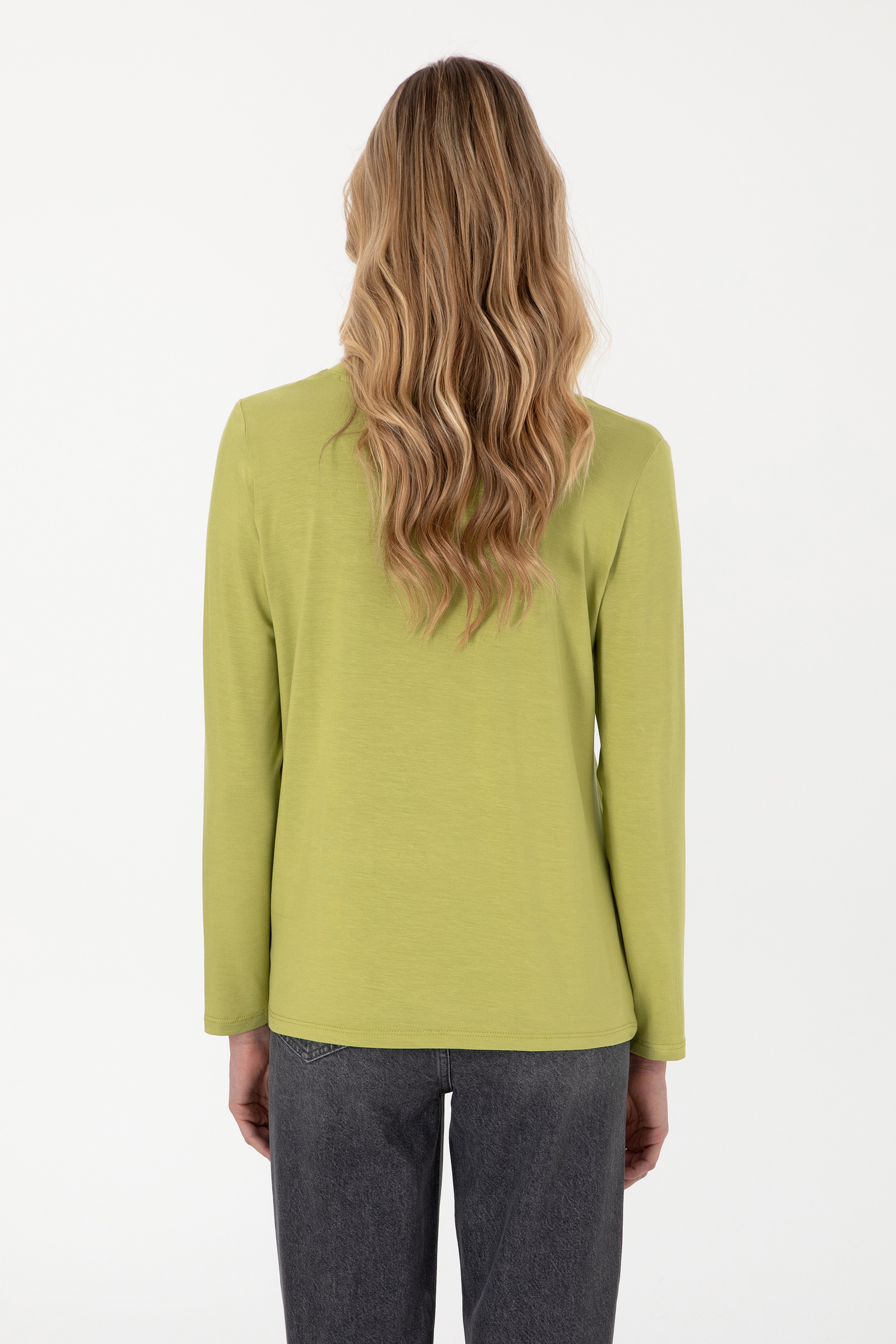 Kadın Fıstık Yeşili Sweatshirt - Image 5