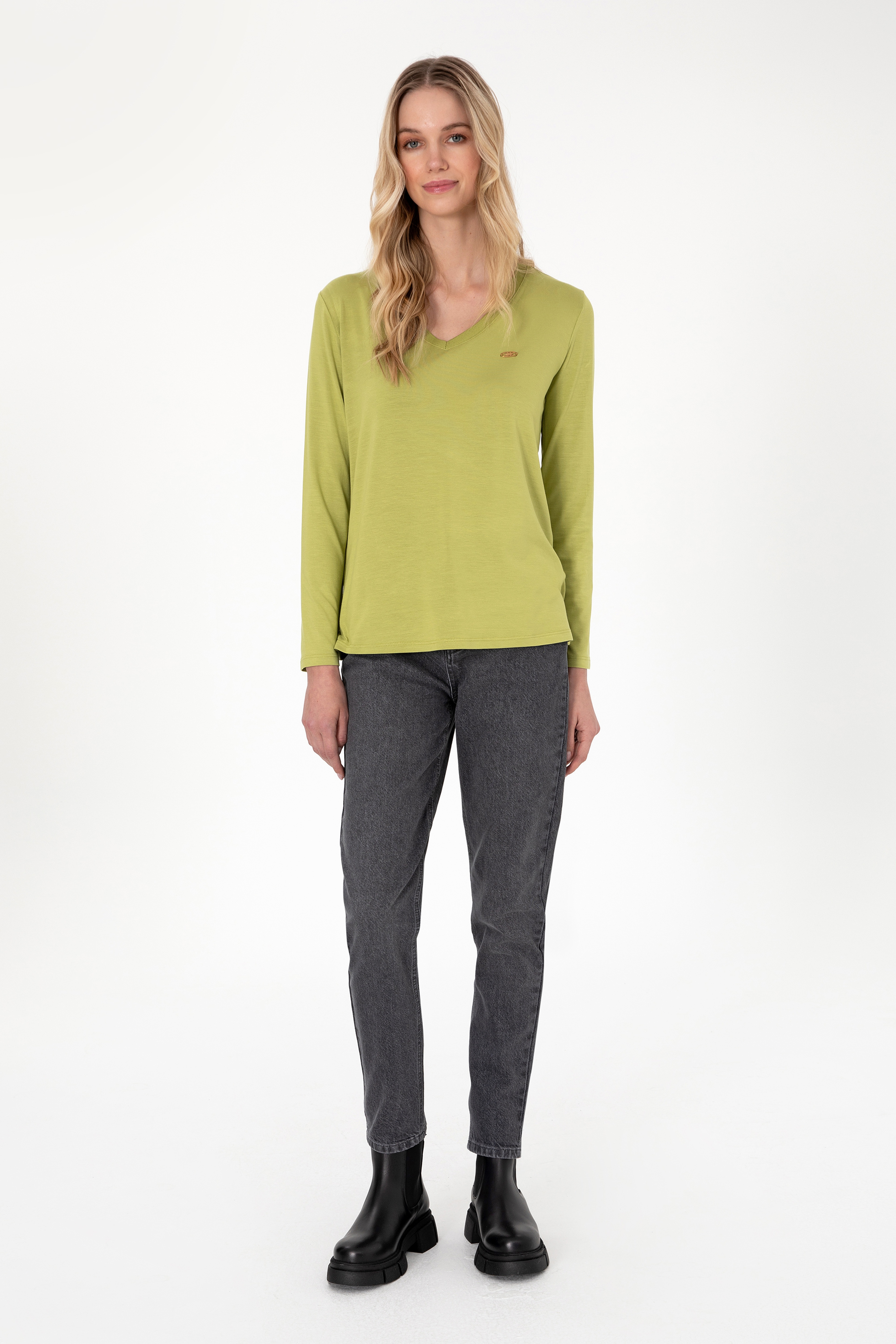 Kadın Fıstık Yeşili Sweatshirt - Image 4