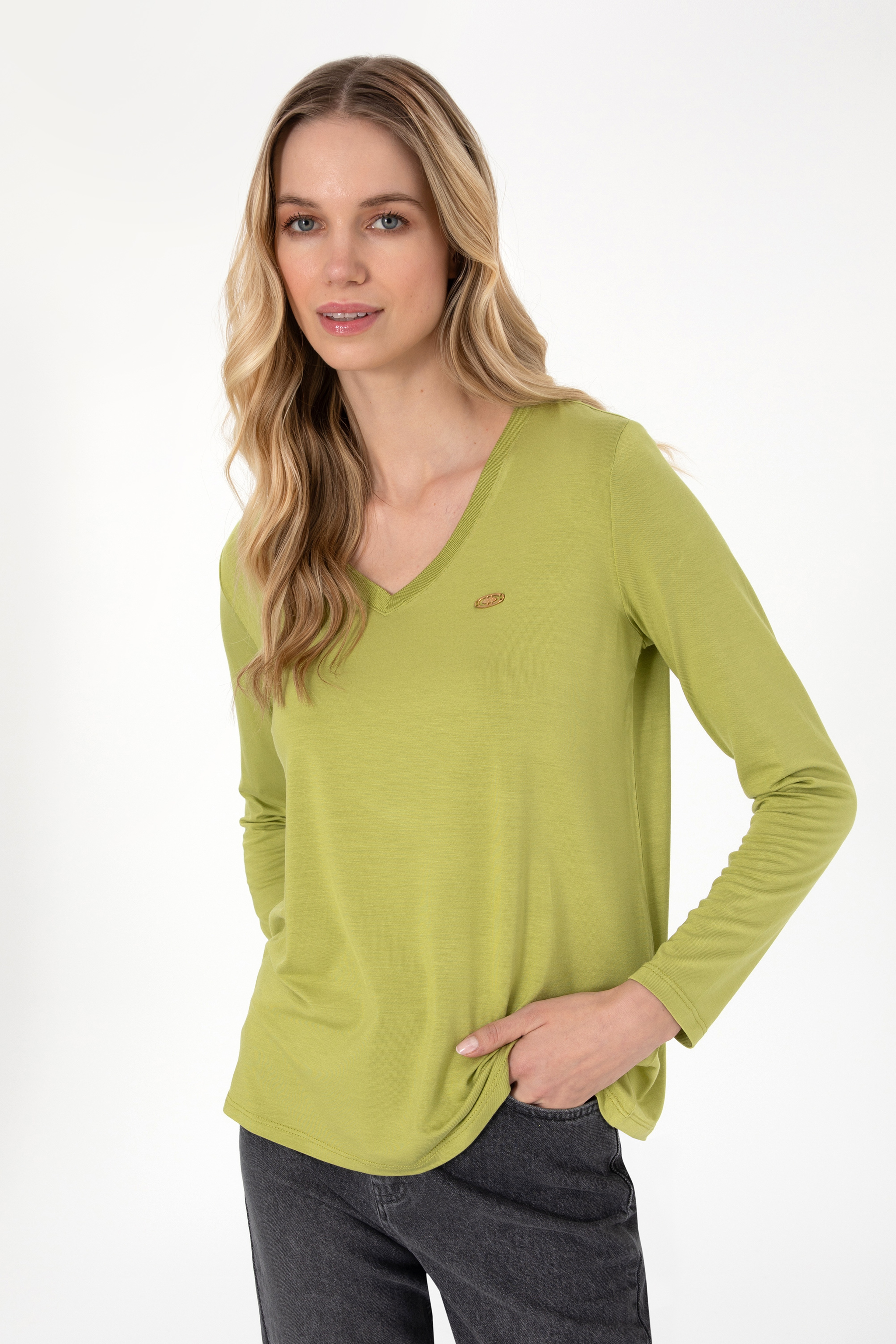 Kadın Fıstık Yeşili Sweatshirt - Image 1