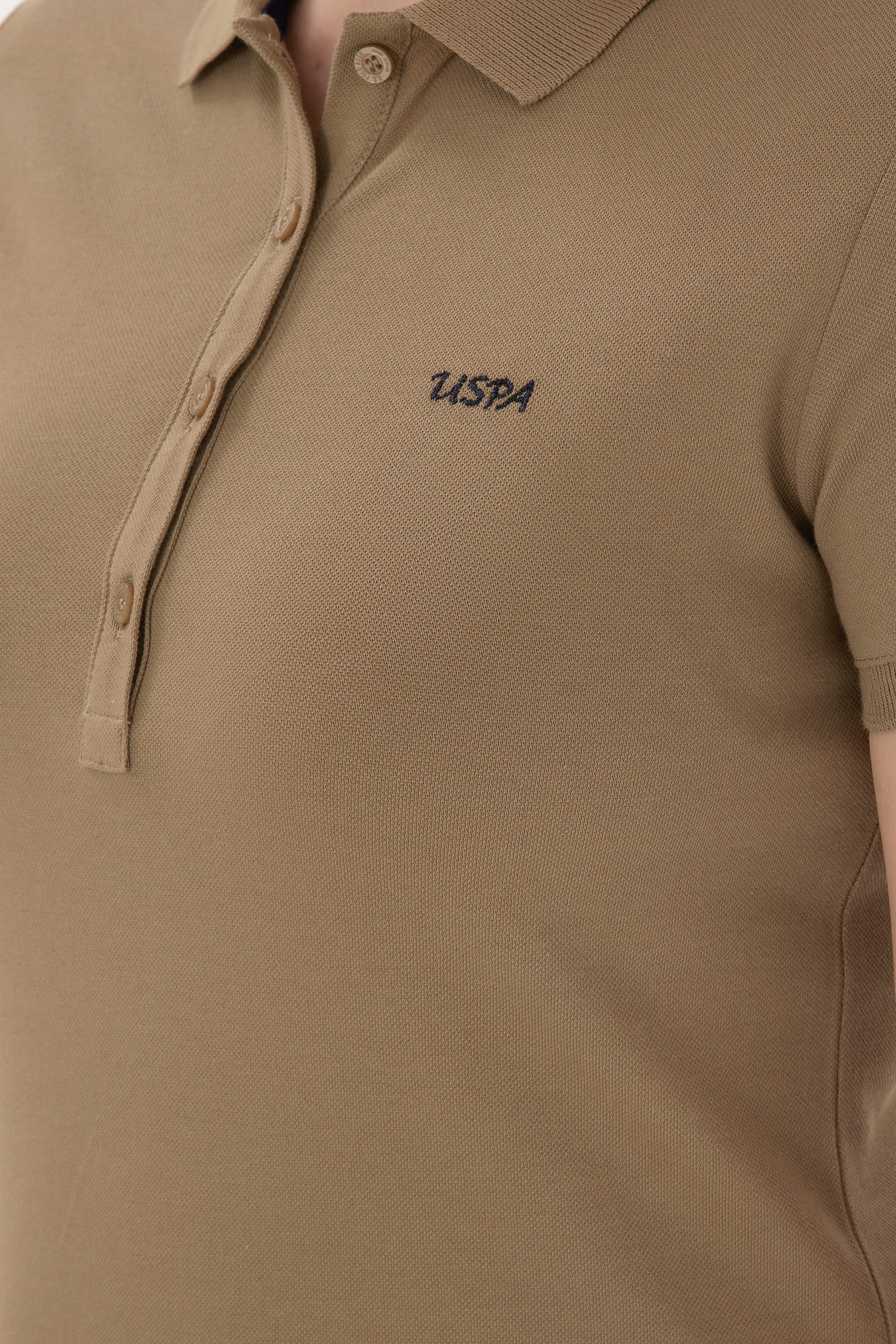 Kadın Haki Basic Polo Yaka Tişört