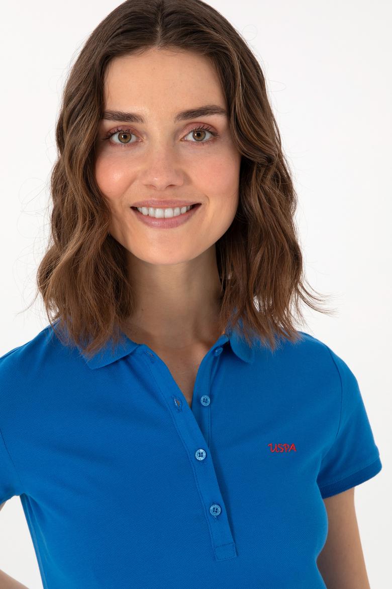 Kadın Kobalt Mavi Basic Polo Yaka Tişört - 50305764196