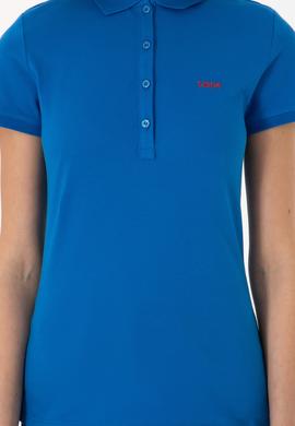 Kadın Kobalt Mavi Basic Polo Yaka Tişört - 50305764196