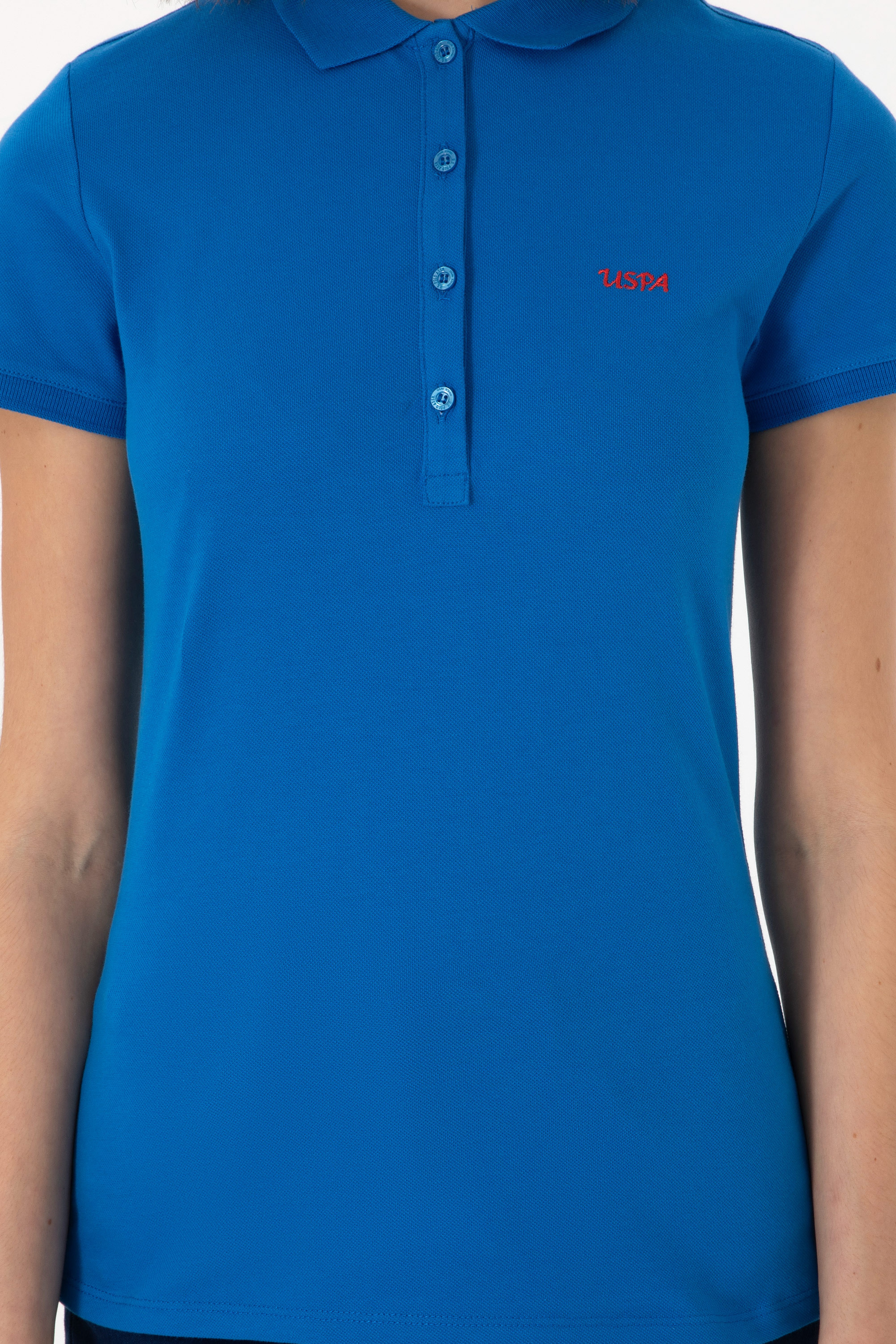 Kadın Kobalt Mavi Basic Polo Yaka Tişört