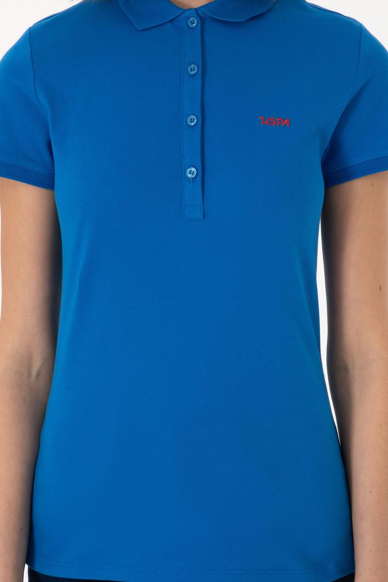 Kadın Kobalt Mavi Basic Polo Yaka Tişört - 50305764196