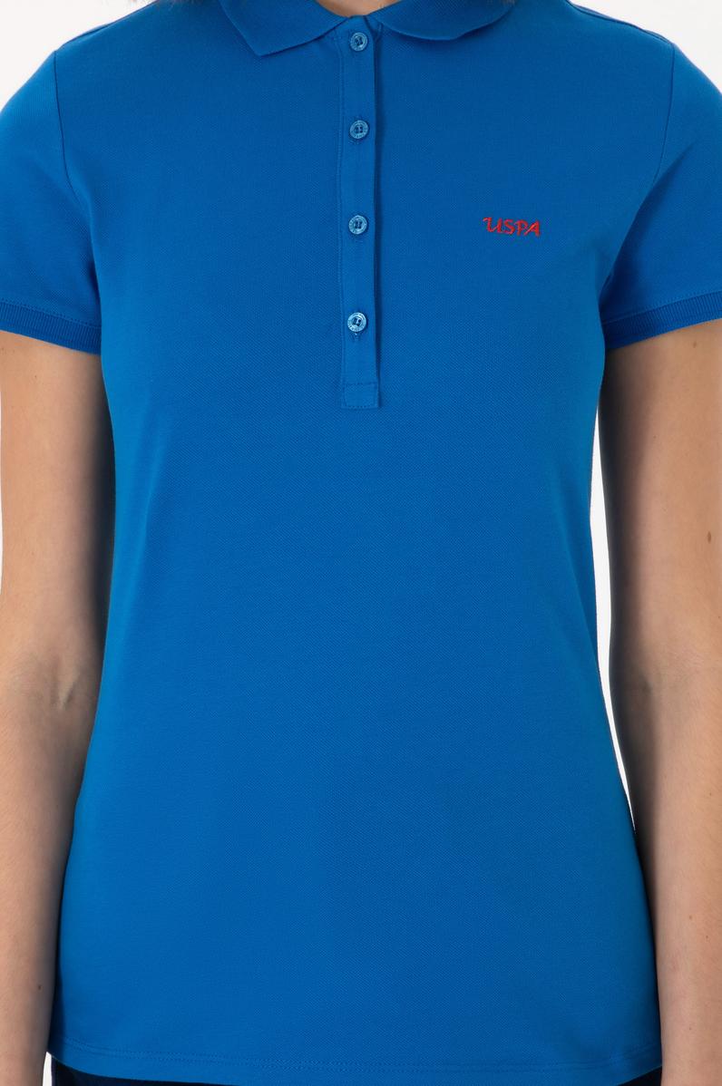 Kadın Kobalt Mavi Basic Polo Yaka Tişört