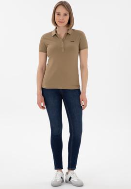 Kadın Haki Basic Polo Yaka Tişört - 50305764177