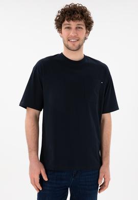 Erkek Comfort Fit Bisiklet Yaka Lacivert Tişört - 50305990016