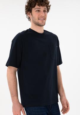 Erkek Comfort Fit Bisiklet Yaka Lacivert Tişört - 50305990016