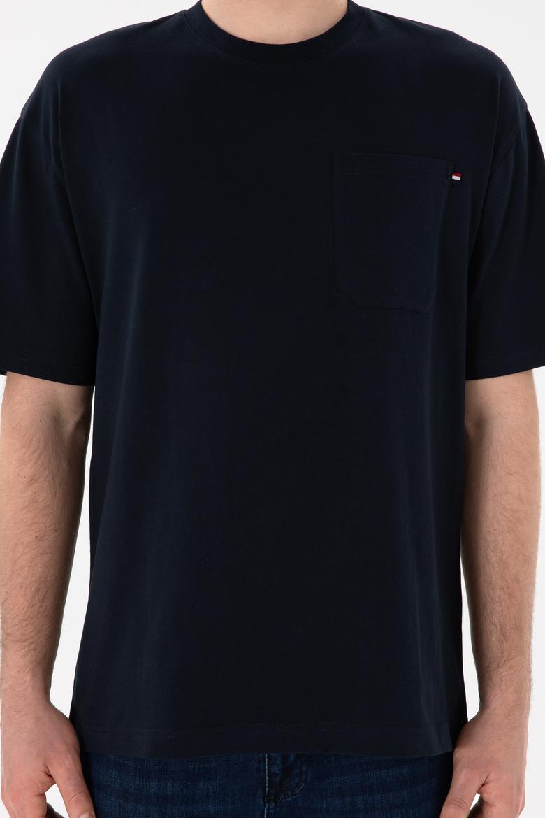 Erkek Comfort Fit Bisiklet Yaka Lacivert Tişört - 50305990016