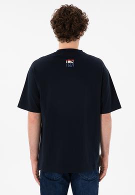 Erkek Comfort Fit Bisiklet Yaka Lacivert Tişört - 50305990016