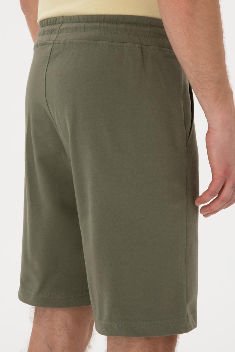 Erkek Koyu Haki Örme Şort - 50305933096