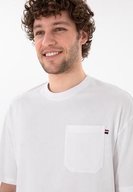 Erkek Comfort Fit Bisiklet Yaka Beyaz Tişört - 50305990006