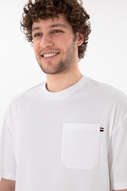 Erkek Comfort Fit Bisiklet Yaka Beyaz Tişört
