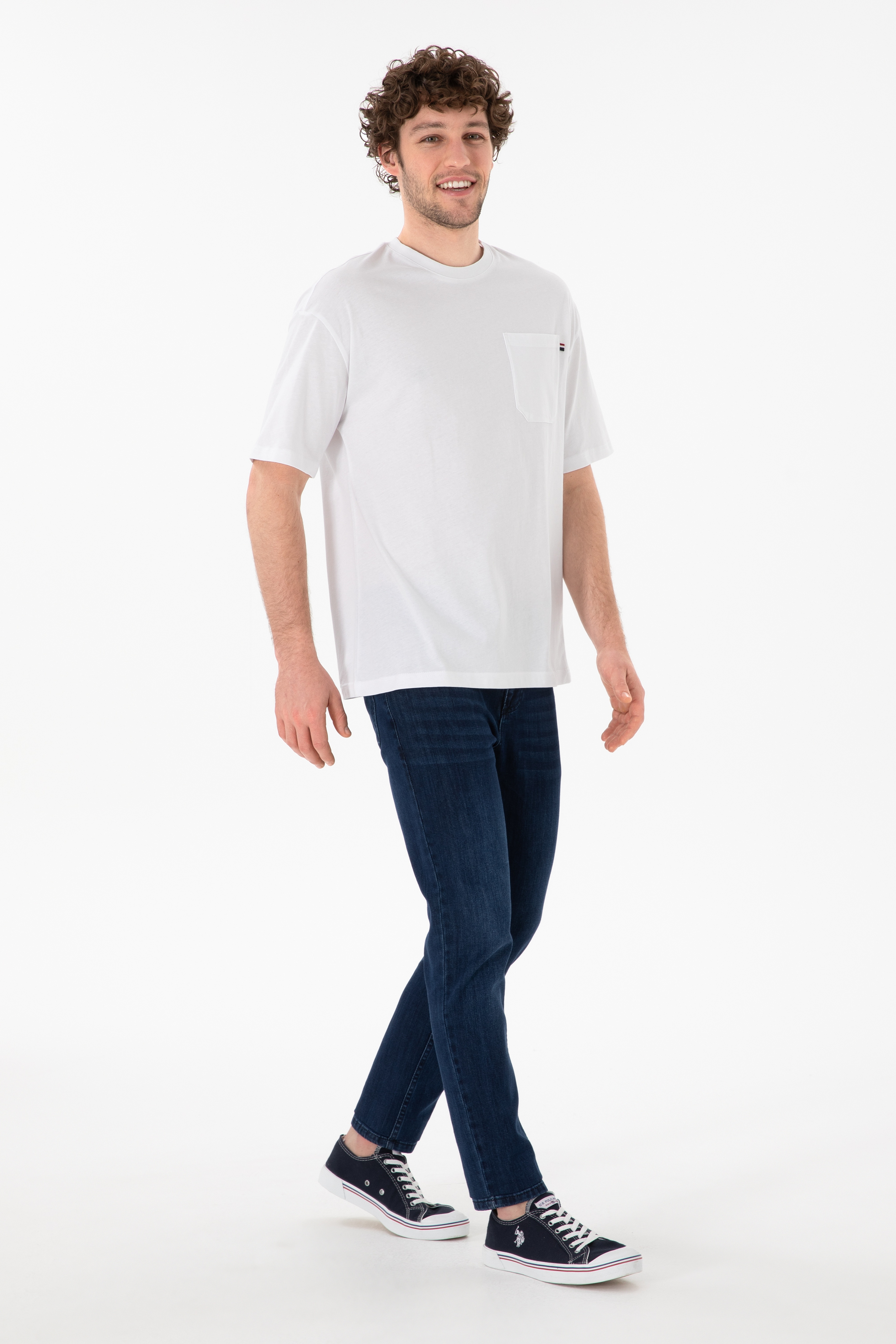 Erkek Comfort Fit Bisiklet Yaka Beyaz Tişört