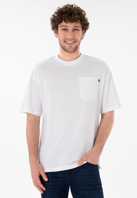 Erkek Comfort Fit Bisiklet Yaka Beyaz Tişört - 50305990006