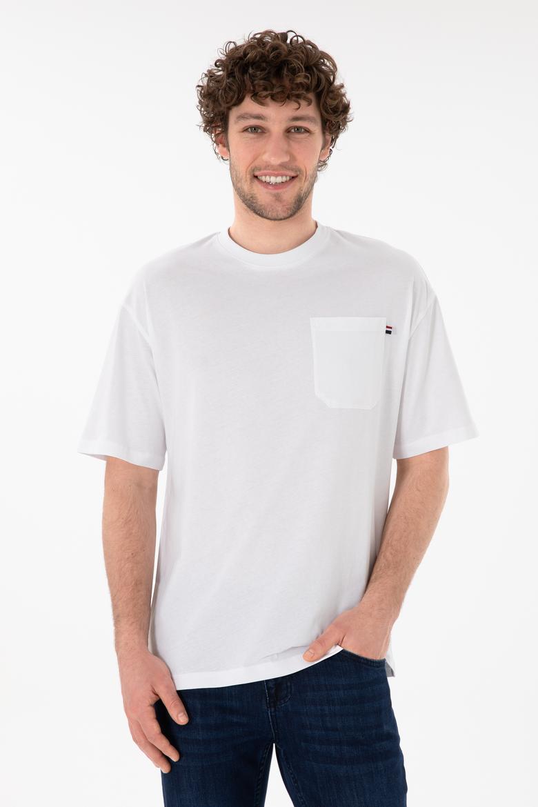 Erkek Comfort Fit Bisiklet Yaka Beyaz Tişört