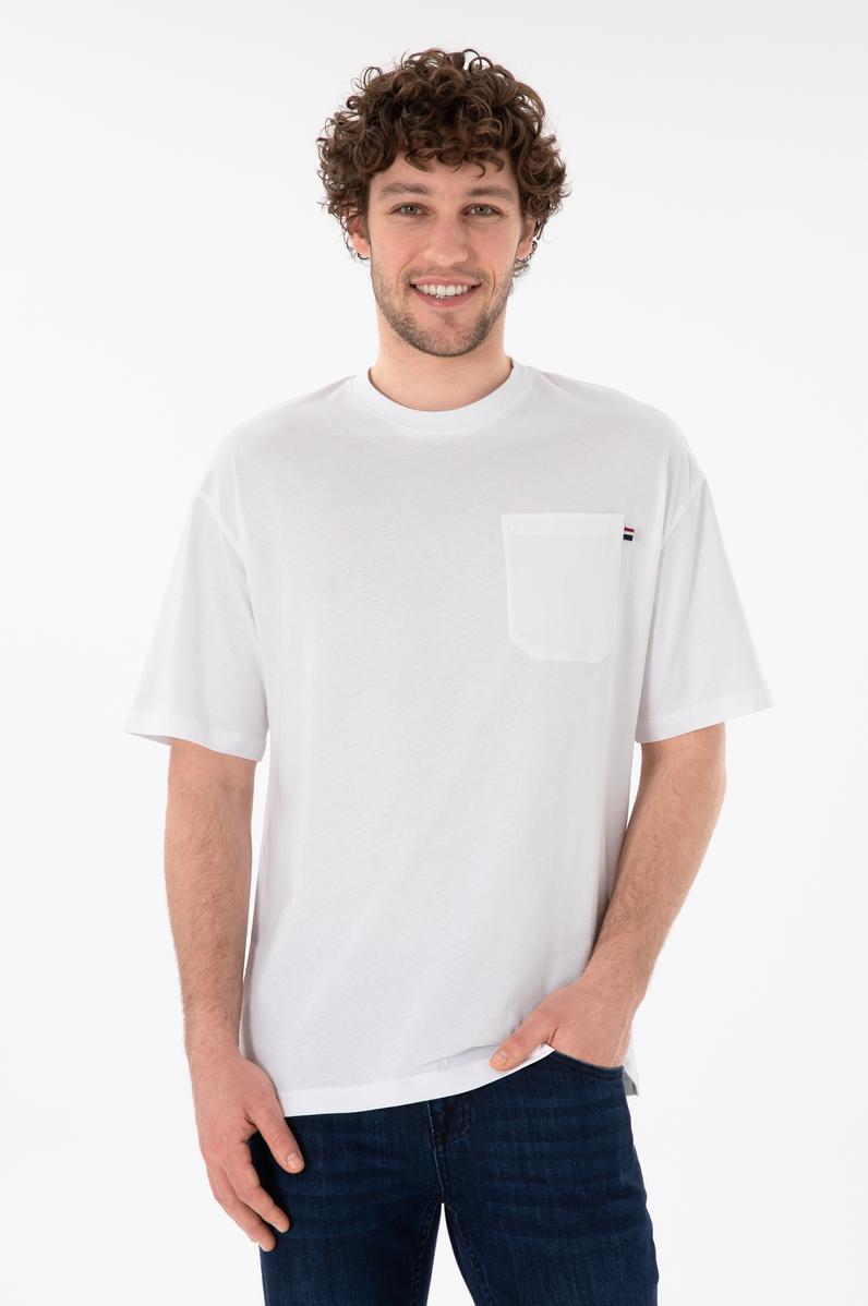 Erkek Comfort Fit Bisiklet Yaka Beyaz Tişört