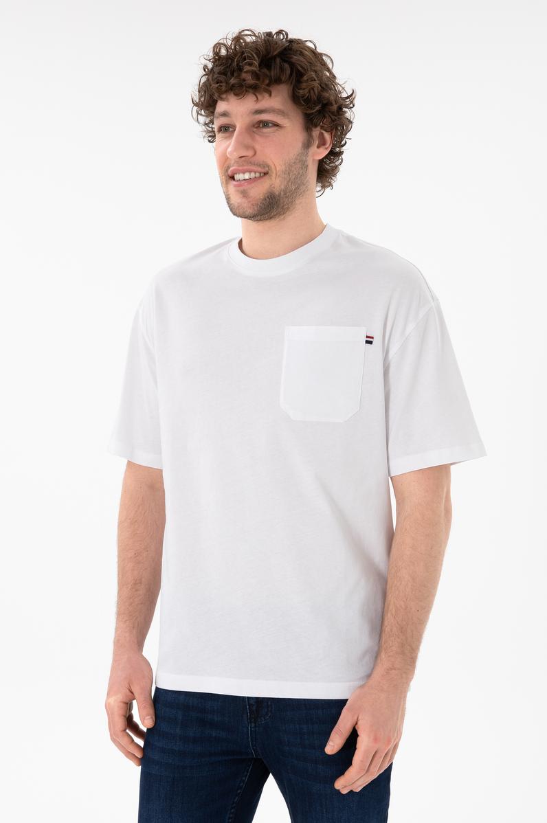 Erkek Comfort Fit Bisiklet Yaka Beyaz Tişört