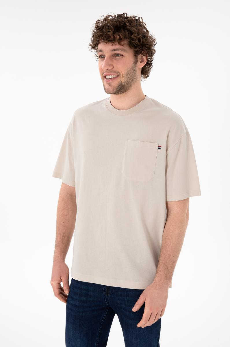 Erkek Comfort Fit Bisiklet Yaka Taş Tişört