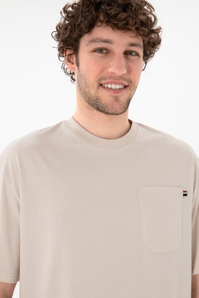 Erkek Comfort Fit Bisiklet Yaka Taş Tişört
