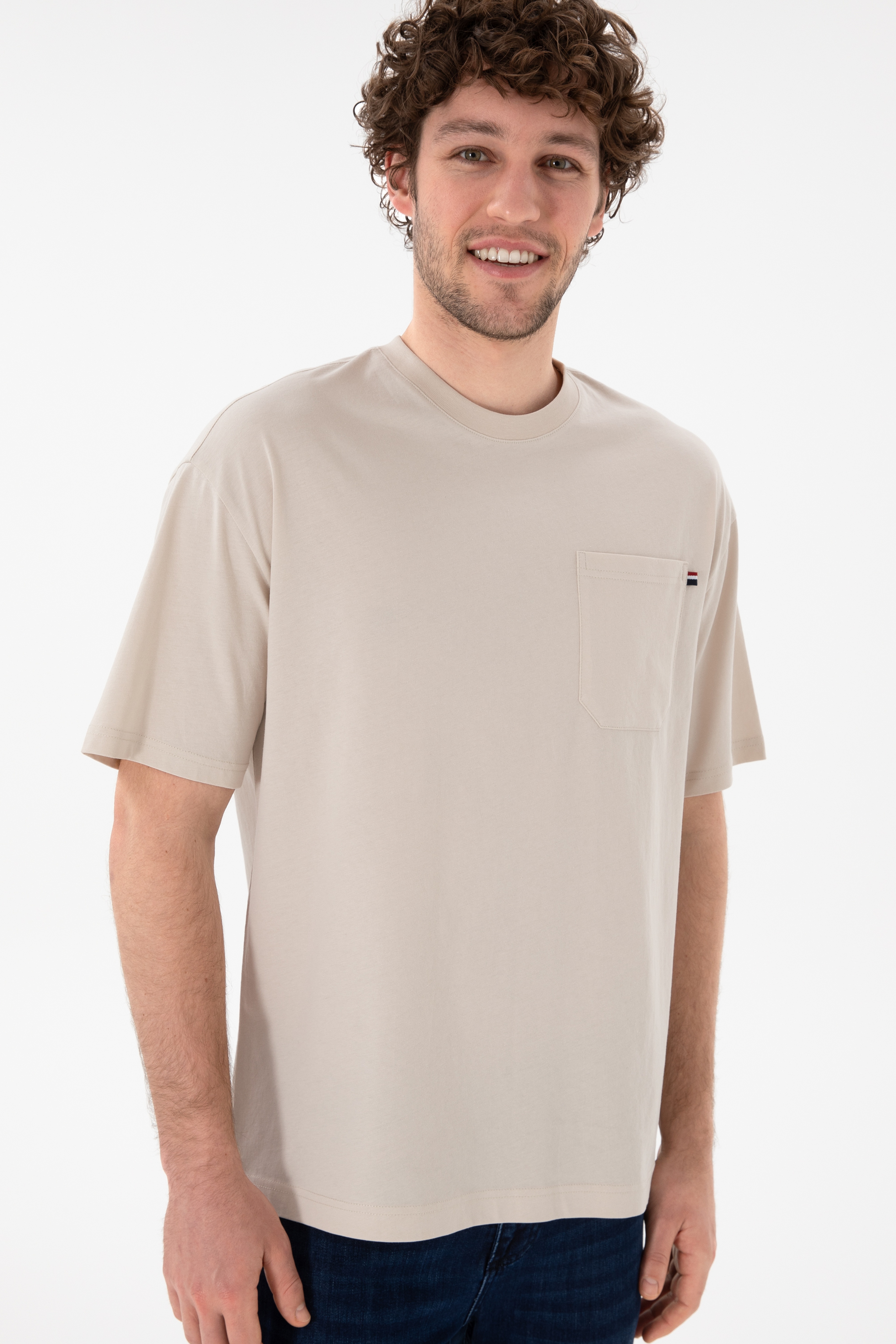 Erkek Comfort Fit Bisiklet Yaka Taş Tişört - Image 4