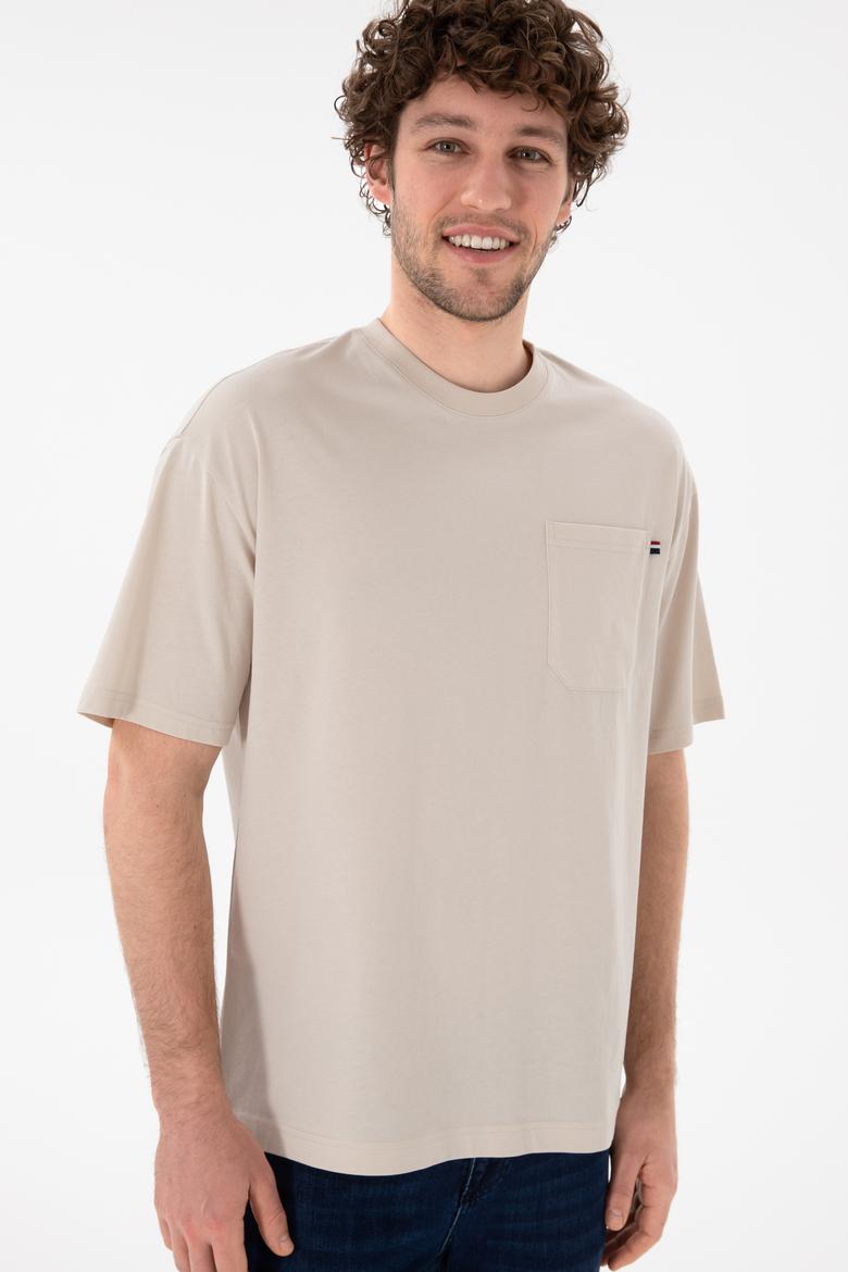 Erkek Comfort Fit Bisiklet Yaka Taş Tişört - 50305990037