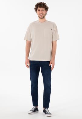 Erkek Comfort Fit Bisiklet Yaka Taş Tişört - 50305990037