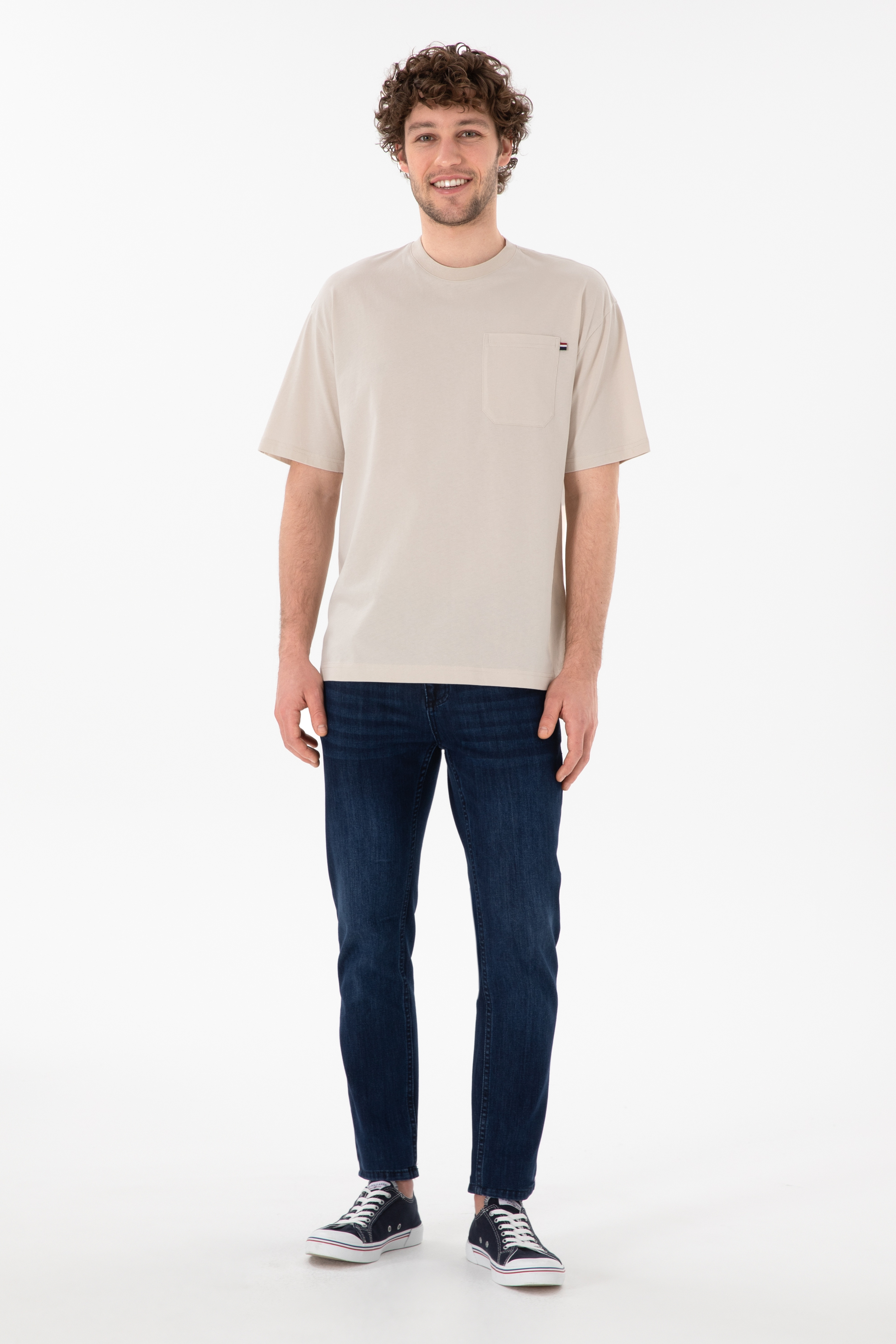 Erkek Comfort Fit Bisiklet Yaka Taş Tişört - Image 5