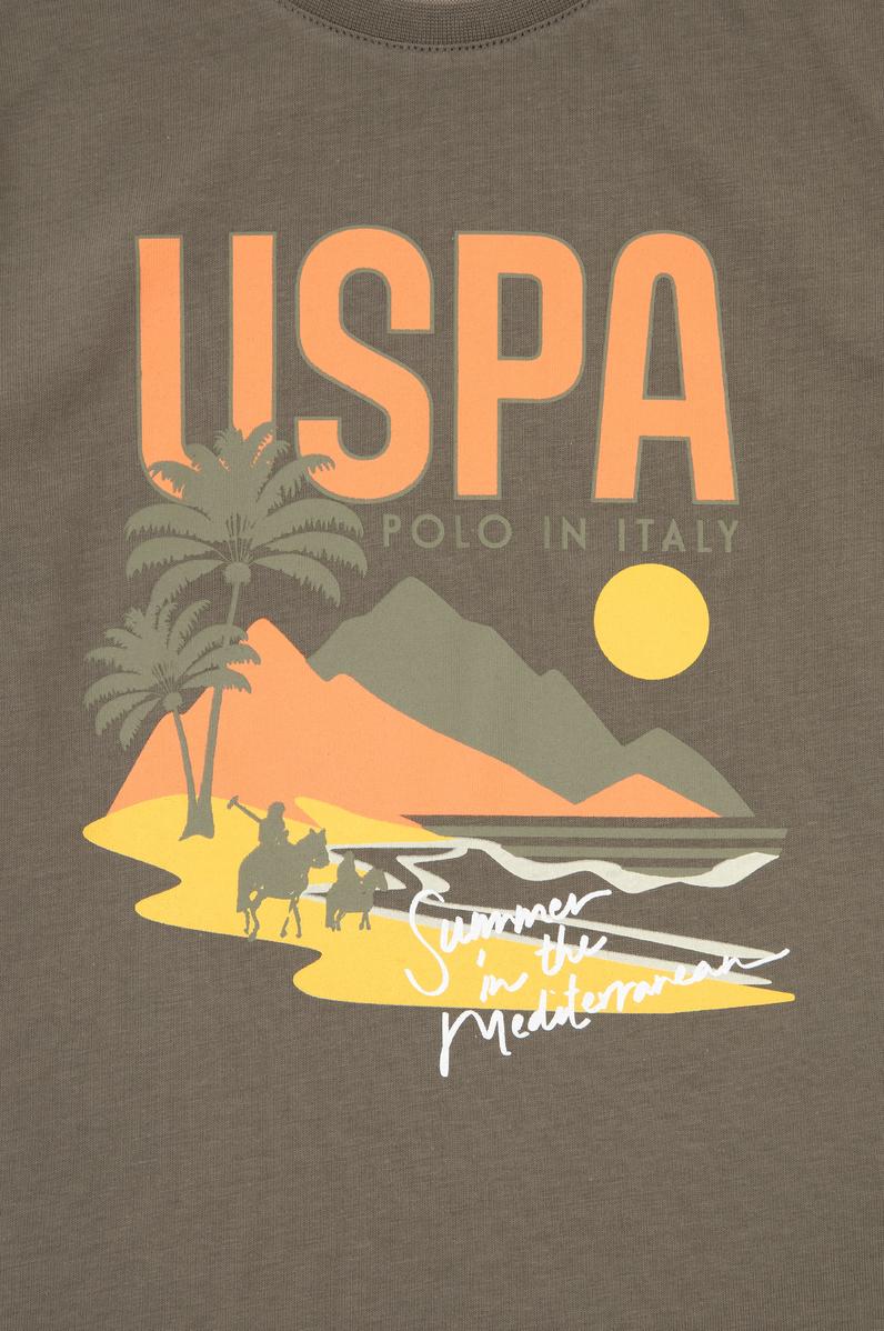 Erkek Çocuk Haki Bisiklet Yaka Tişört