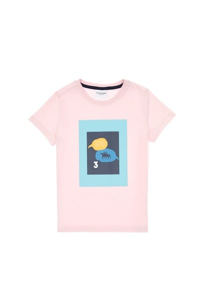 Erkek Çocuk Açık Pembe Bisiklet Yaka Tişört